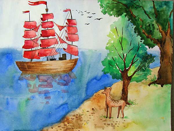 Иллюстрации детей на конкурсе в музее Грина Феодосия