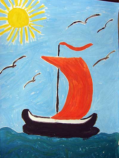 Алый парус в море