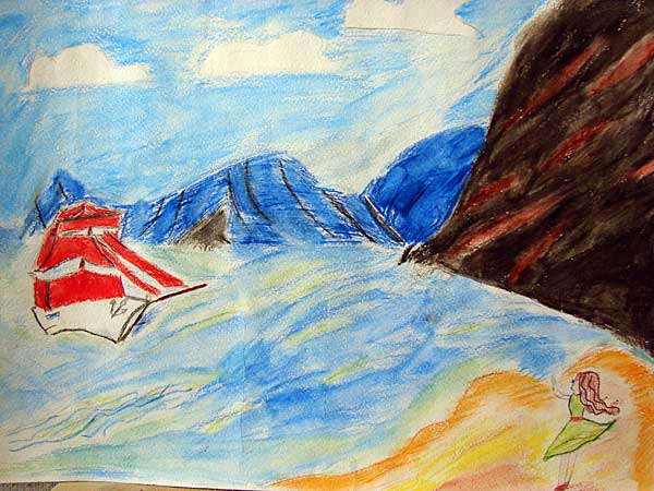 Карандашный набросок к феерии А. С. Грина Алые паруса